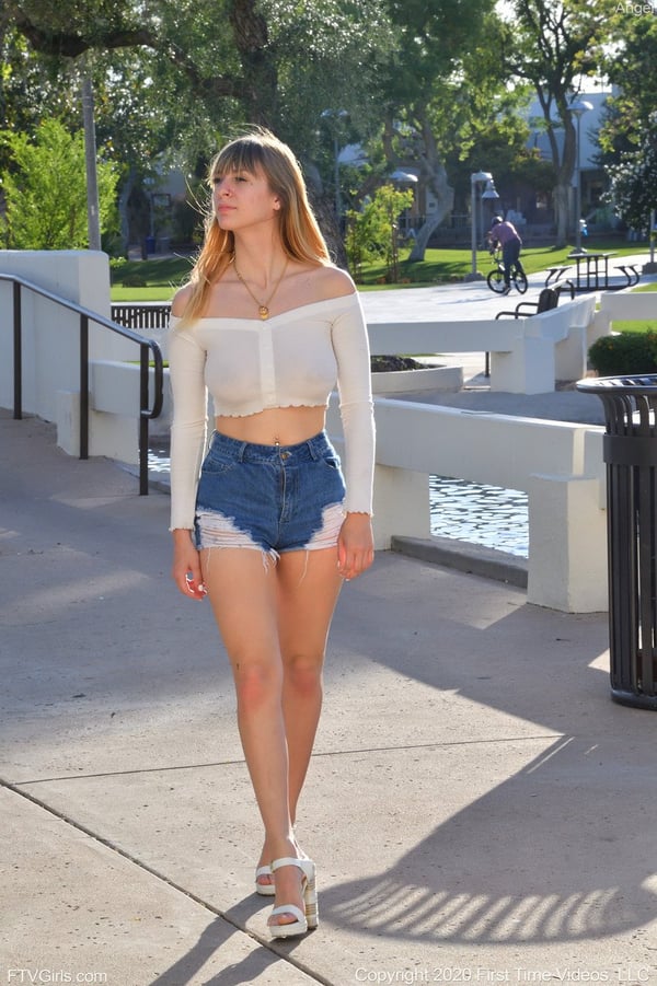 Picture by glambabes-galleries showing 'Amateur stunner Angel Young flashes her big natural tits & asshole in public' number 10