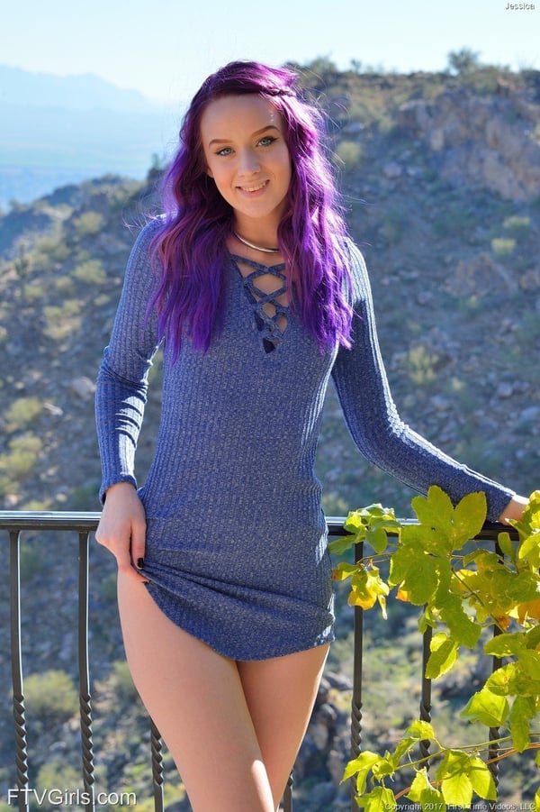 Picture by glambabes-galleries showing 'Purple-haired teen Jessica spreads her hot butt cheeks and masturbates anally' number 17