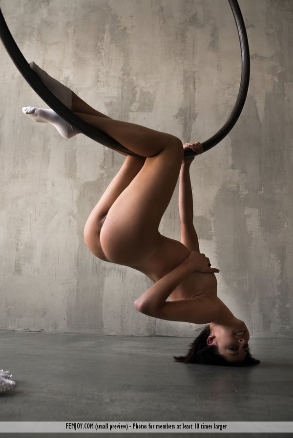 Picture by glambabes-galleries showing 'Acrobatic Sabrina G drops her white panties to hula hoop naked wearing socks' number 16