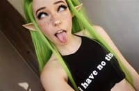 Belle Delphine making Ahegao face as cute elf cosplay