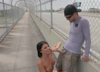 Picture showing Adriana Chechik Sloppy Blowjob In Public