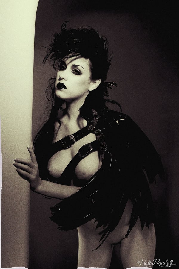 Picture by glambabes-galleries showing 'Goth model Heather Joy goes barefoot during black and white shoot' number 16