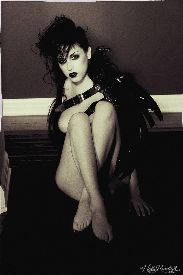 Picture by glambabes-galleries showing 'Goth model Heather Joy goes barefoot during black and white shoot' number 14
