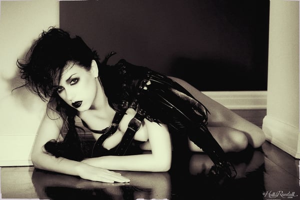 Picture by glambabes-galleries showing 'Goth model Heather Joy goes barefoot during black and white shoot' number 11