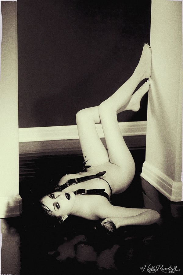 Picture by glambabes-galleries showing 'Goth model Heather Joy goes barefoot during black and white shoot' number 10
