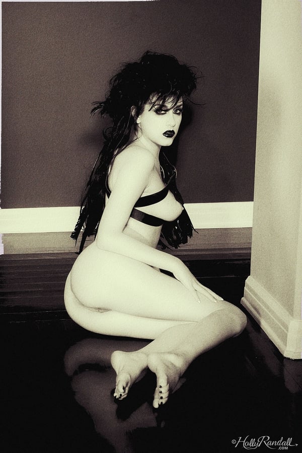 Picture by glambabes-galleries showing 'Goth model Heather Joy goes barefoot during black and white shoot' number 6