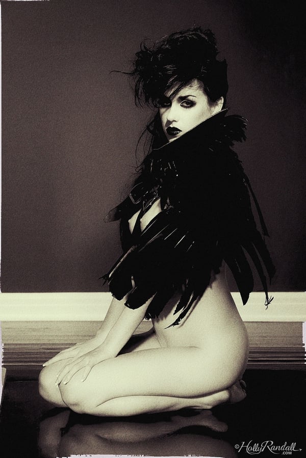 Picture by glambabes-galleries showing 'Goth model Heather Joy goes barefoot during black and white shoot' number 3