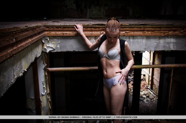 Picture by glambabes-galleries showing 'Slender teen Sophia I stands naked after disrobing in an abandoned building' number 13