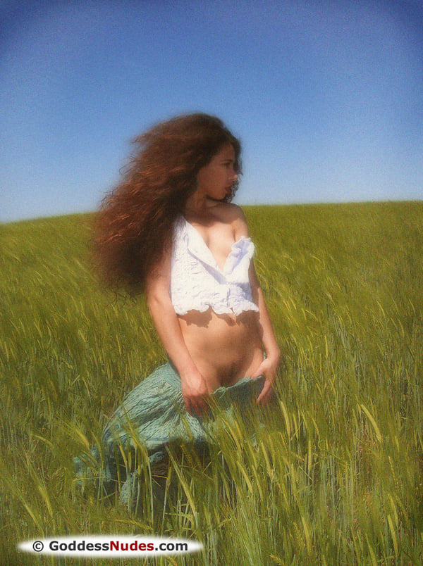 Picture by glambabes-galleries showing 'Solo girl Idoia A takes off her dress in a field of long grasses and flowers' number 16